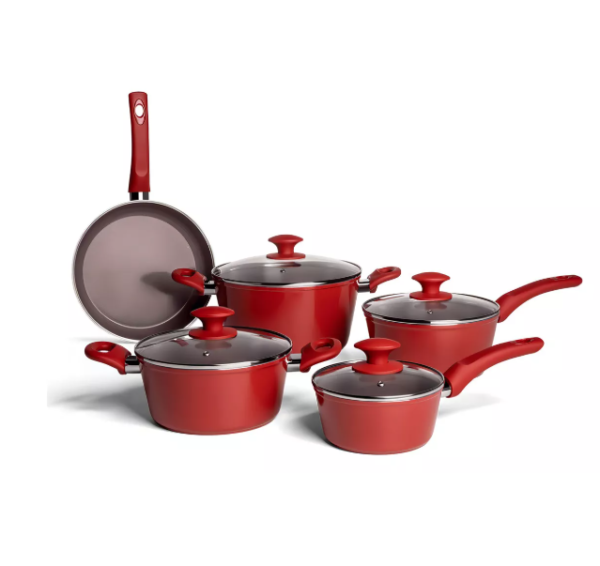 Conjunto Panelas 5pçs Ceramic Life Optima Vermelho Brinox